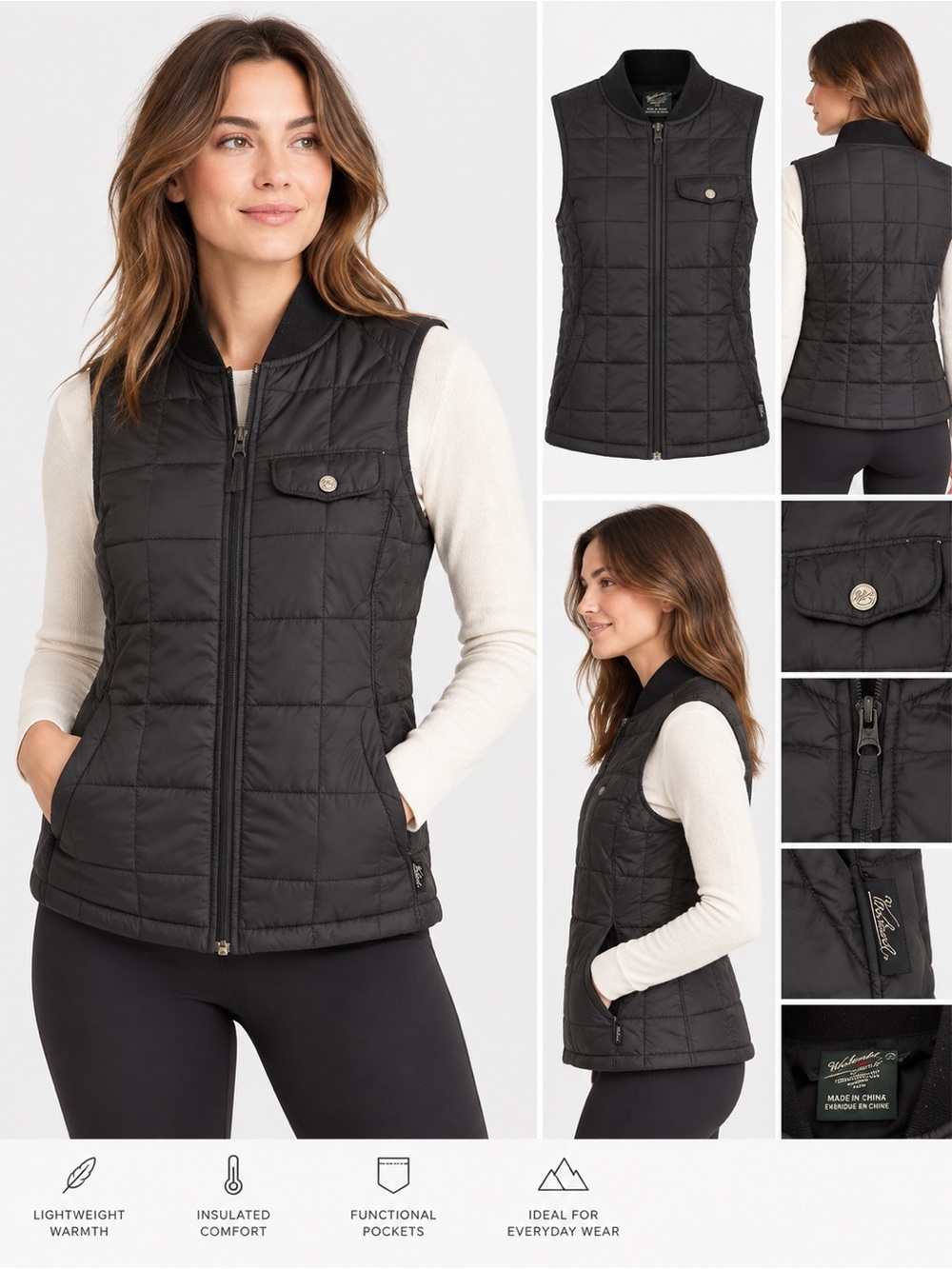 Woolrich Women's Black Quilted Puffer Vest